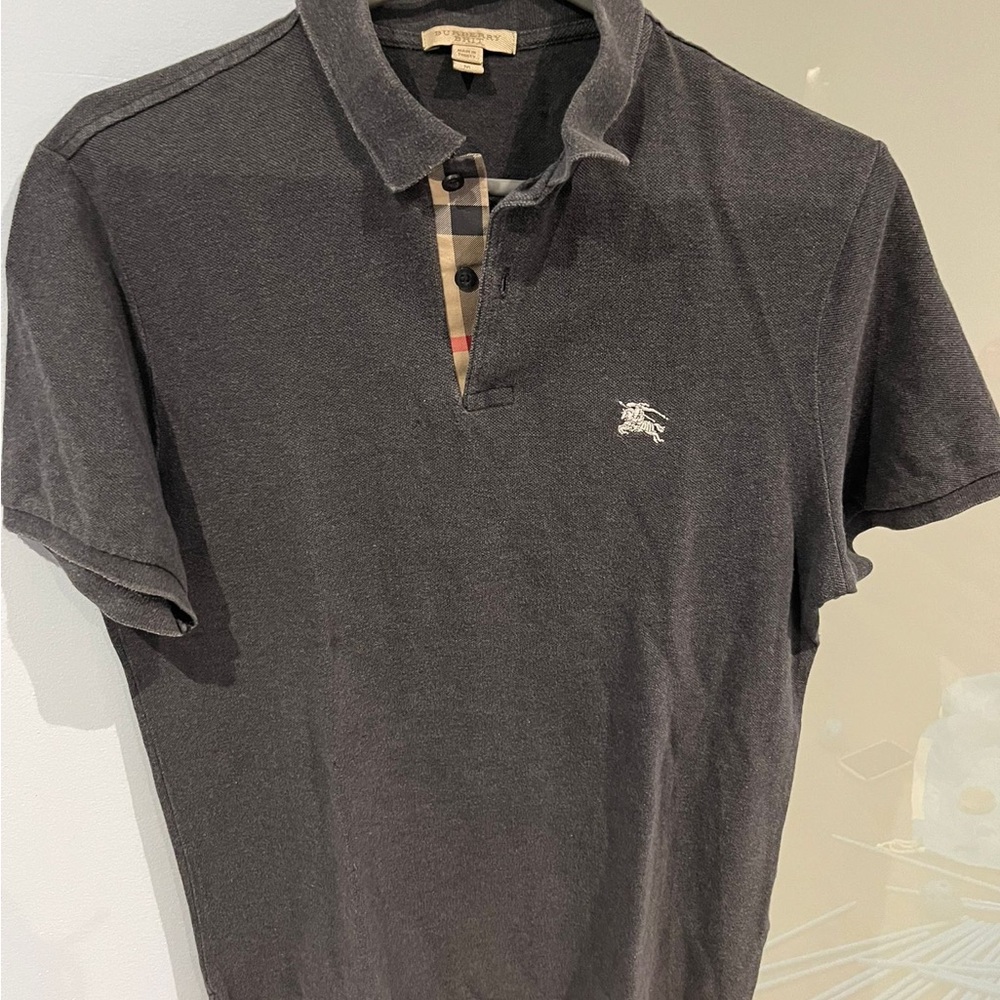 Burberry Black Polo Shirt with Ribbed Collar